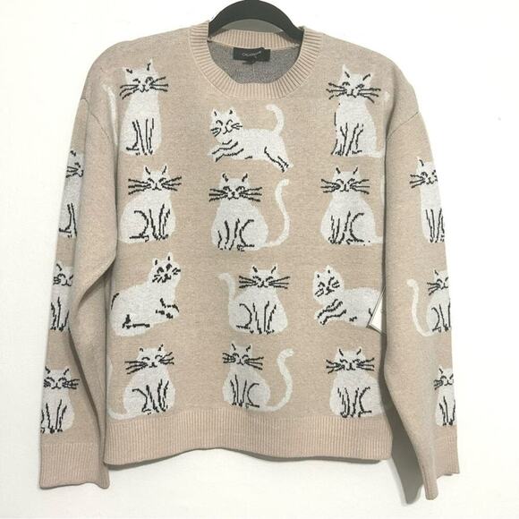 Anthropologie Sweater Cat Kitty Graphic Novelty Grandma Christmas Holiday NWT S - Picture 8 of 8